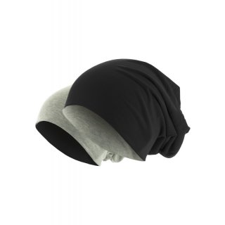 Mütze Jersey Beanie Wendebeanie 2farbig - schwarz/hellgrau