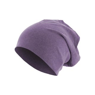 Mütze Schlappmütze Jersey Beanie meliert  - heather purple