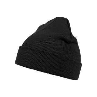 Mütze Unisex Beanie Basic Flap - schwarz