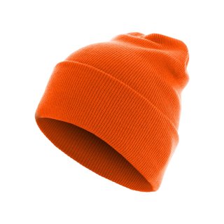 Mütze Unisex Flap Long Version Beanie  - neon orange