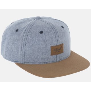 Reell 6 Panel Suede Snapback Cap  - washed blue
