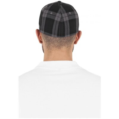 Flexfit Baseball Cap tartan plaid black grey S/M
