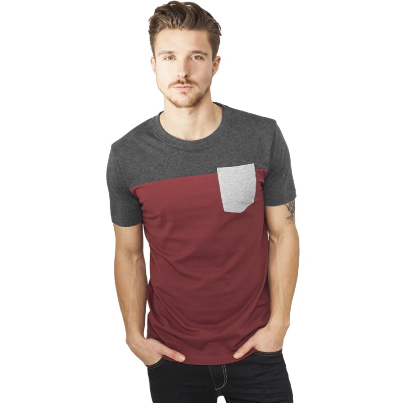 Urban Classics T-Shirt 3-Tone burgundy/charcoal/grey, 9,99 €