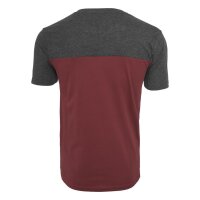 Urban Classics T-Shirt 3-Tone burgundy/charcoal/grey  XXL