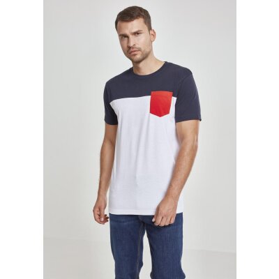 Urban Classics T-Shirt 3-Tone white/navy/firered M