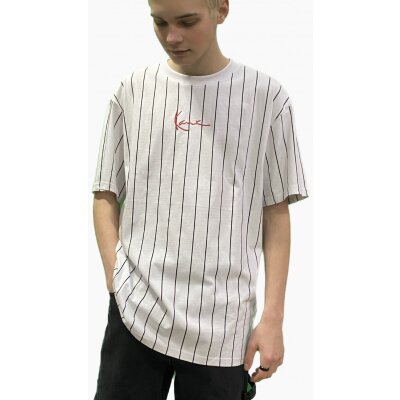 Karl Kani T-Shirt Small Signature Pinstripe white/black