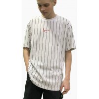 Karl Kani T-Shirt Small Signature Pinstripe white/black