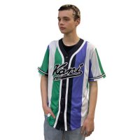 Karl Kani Baseball Shirt Varsity Striped green/whi/purple L