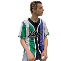 Karl Kani Baseball Shirt Varsity Striped green/whi/purple XXL