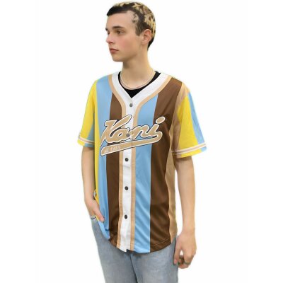 Karl Kani Baseball Shirt Varsity Striped blue/brown