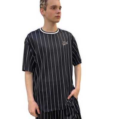 Karl Kani T-Shirt Varsity Mesh Pinstripe schwarz