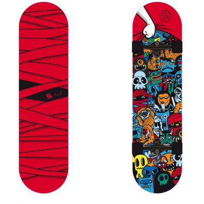 STUF Skateboard "Skully" Komplettboard 24*6,5 red