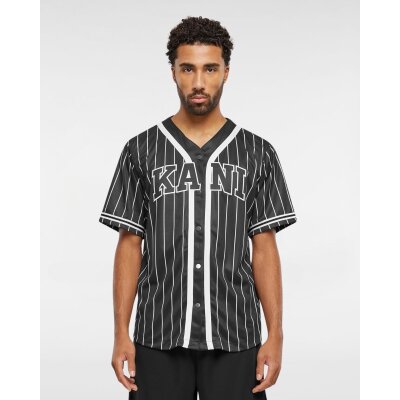 Karl Kani Baseball Shirt Serif Pinstripe black XXL
