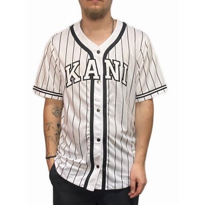 Karl Kani Baseball Shirt "Serif Pinstripe" weiß L