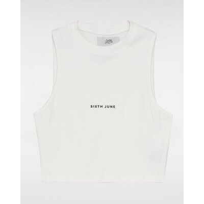 Sixth June Top Ribbed Logo White