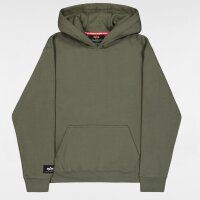 Alpha Industries Hoodie Label Back Print Dunkeloliv