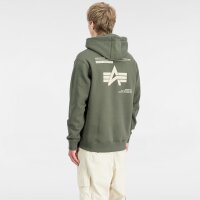 Alpha Industries Hoodie Label Back Print Dunkeloliv