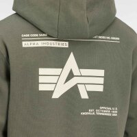 Alpha Industries Hoodie Label Back Print Dunkeloliv