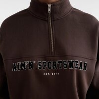 Aimn Half Zip Varsity Sweat Chocolate